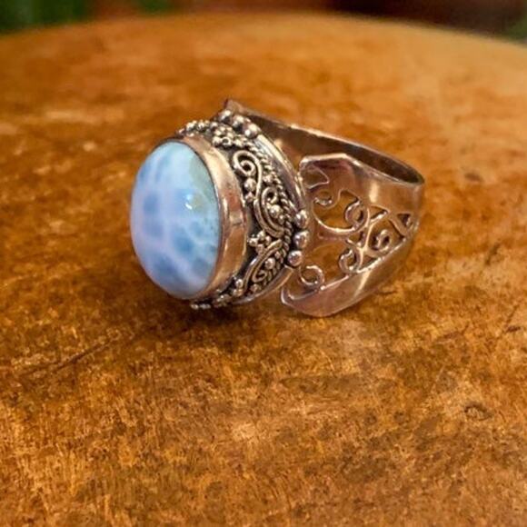 Sarda Sterling Silver and Larimar Ring - Picture 1 of 7